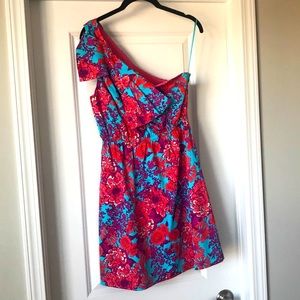 One Shoulder Floral Dress